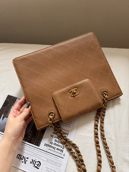 Vintage Chanel wild stitch荔枝牛皮tote bag🧋