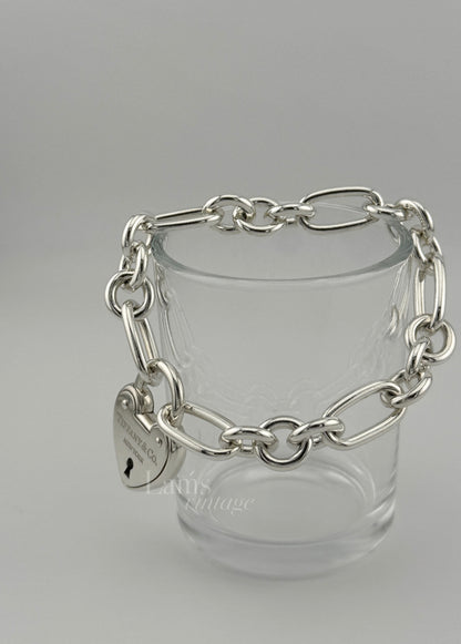 Rare! Box set! Vintage Tiffany 925 heart lock bracelet