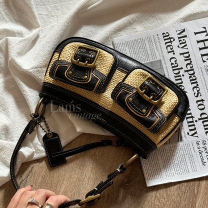 Vintage Coach raffia編織underarm bag🖤