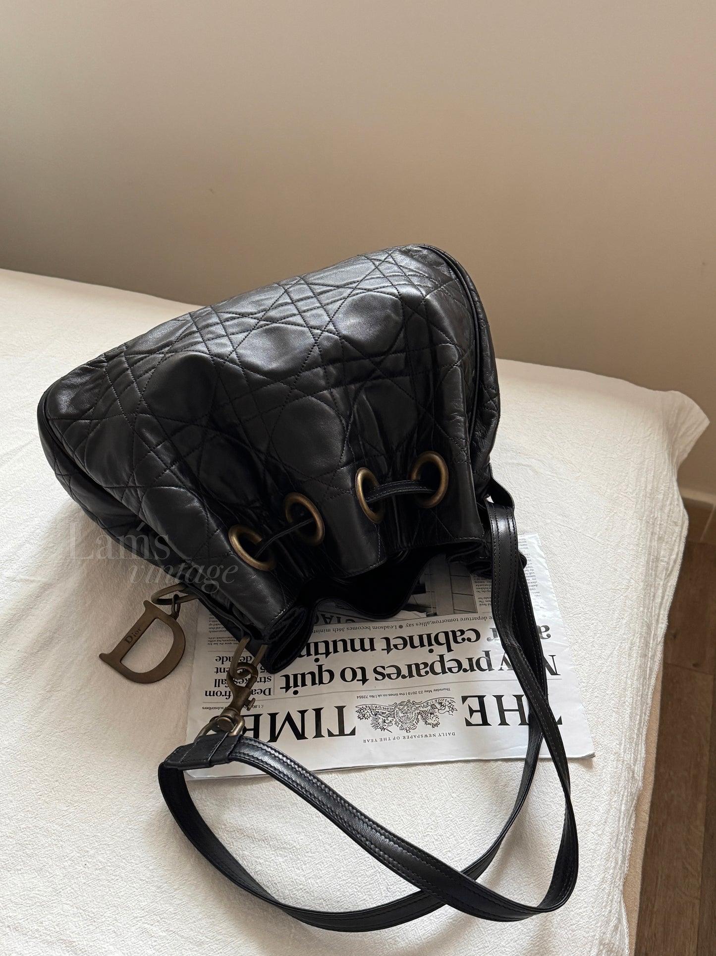 Vintage Dior cannage羊皮菱格大hobo
