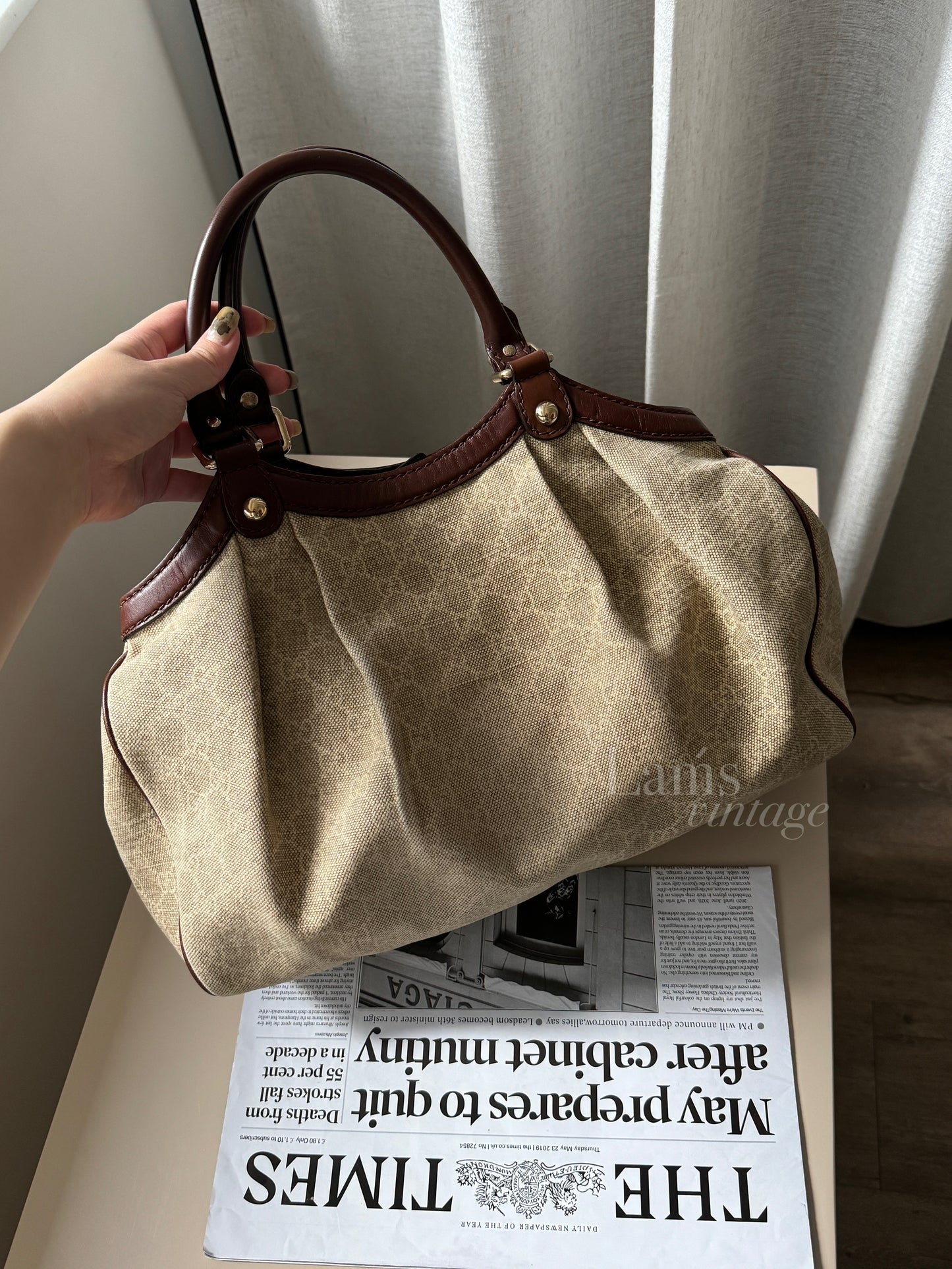 Vintage Gucci monogram canvas tote🐻