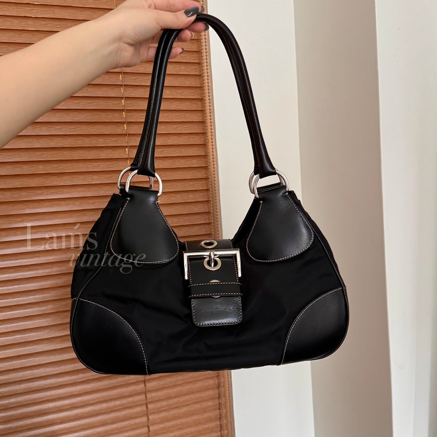 Vintage Prada 機車 buckle hobo bag🏍️