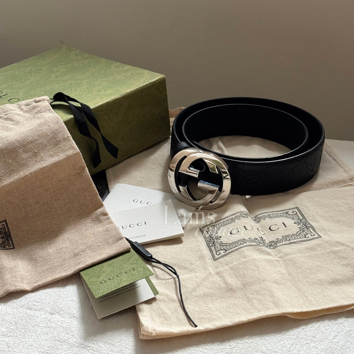 Pre-owned Gucci belt, full box set🎁近保存品