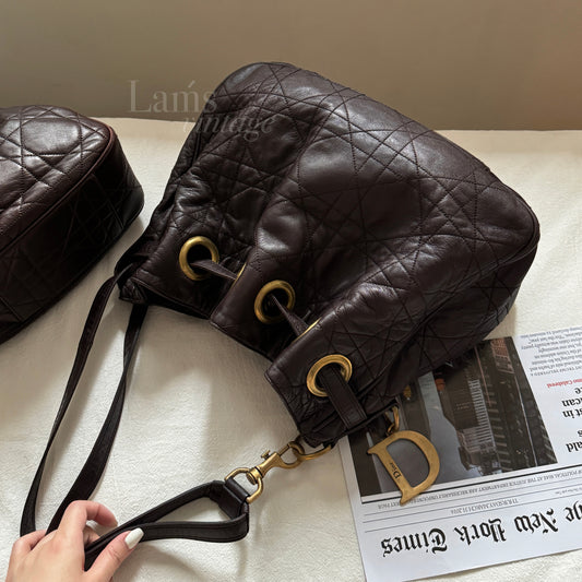 Vintage Dior 小羊皮cannage shoulder bag 35