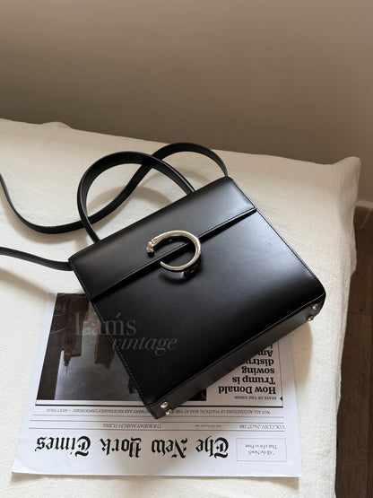 Vintage Cartier 黑銀豹頭classic kelly 2-way