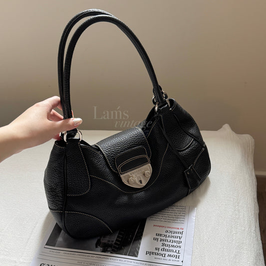 Vintage Prada 黑銀機車hobo bag🏍️