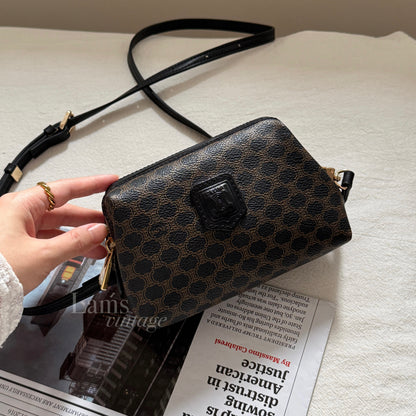 Vintage Celine black macadam mini pouch