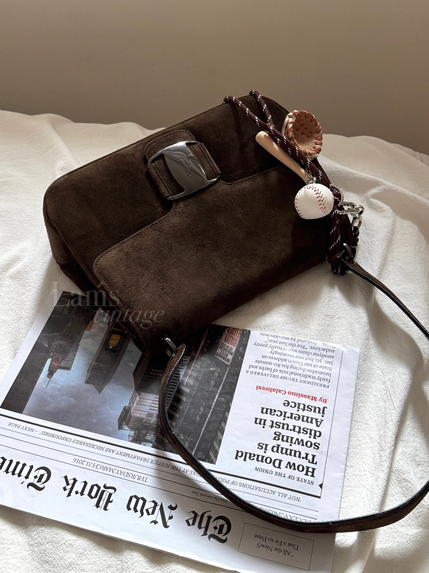 Vintage Salvatore Ferragamo chocolate suede bag