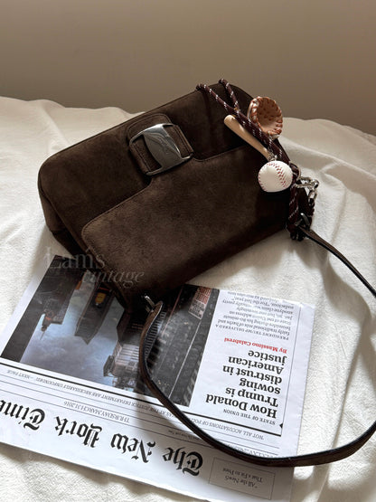 Vintage Salvatore Ferragamo chocolate suede bag