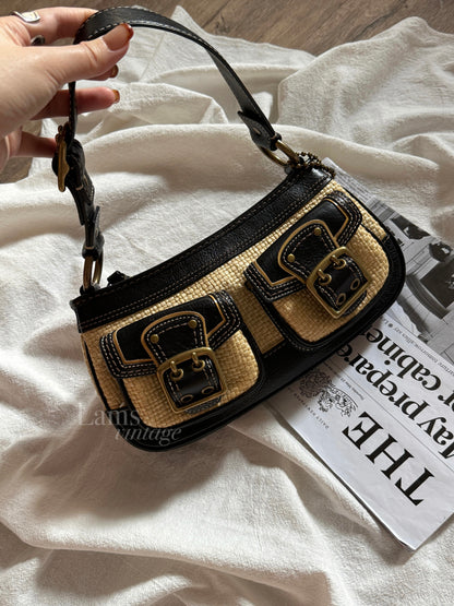 Vintage Coach raffia編織underarm bag🖤