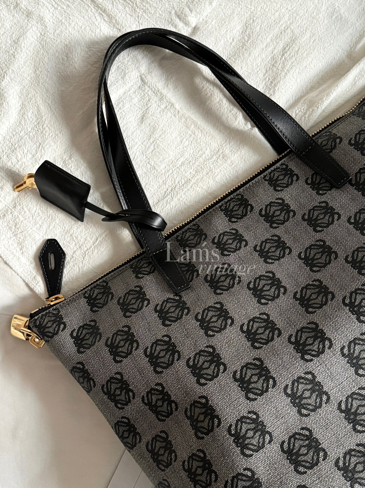 Vintage Loewe 黑灰monogram tote🌑