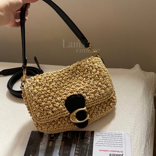Pre-owned Coach raffia tabby