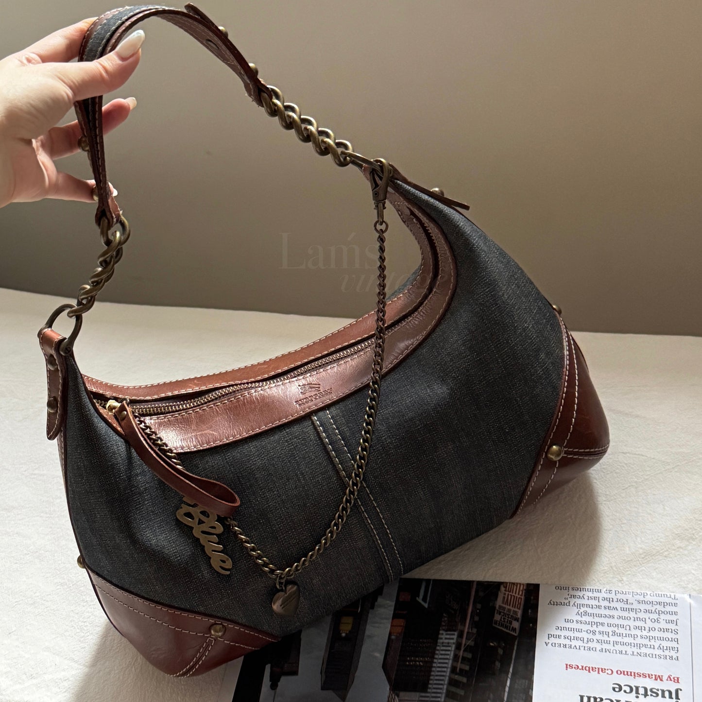 Vintage Burberry denim hobo bag