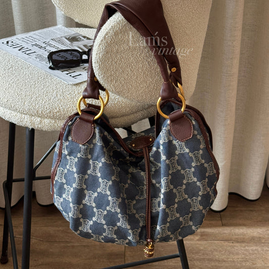Vintage Celine denim macadam hobo📘