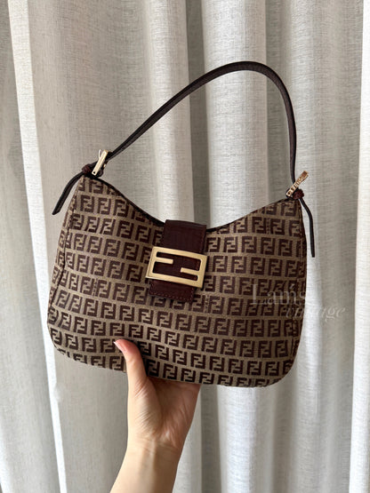 Vintage Fendi 金扣brown zucchino hobo💫