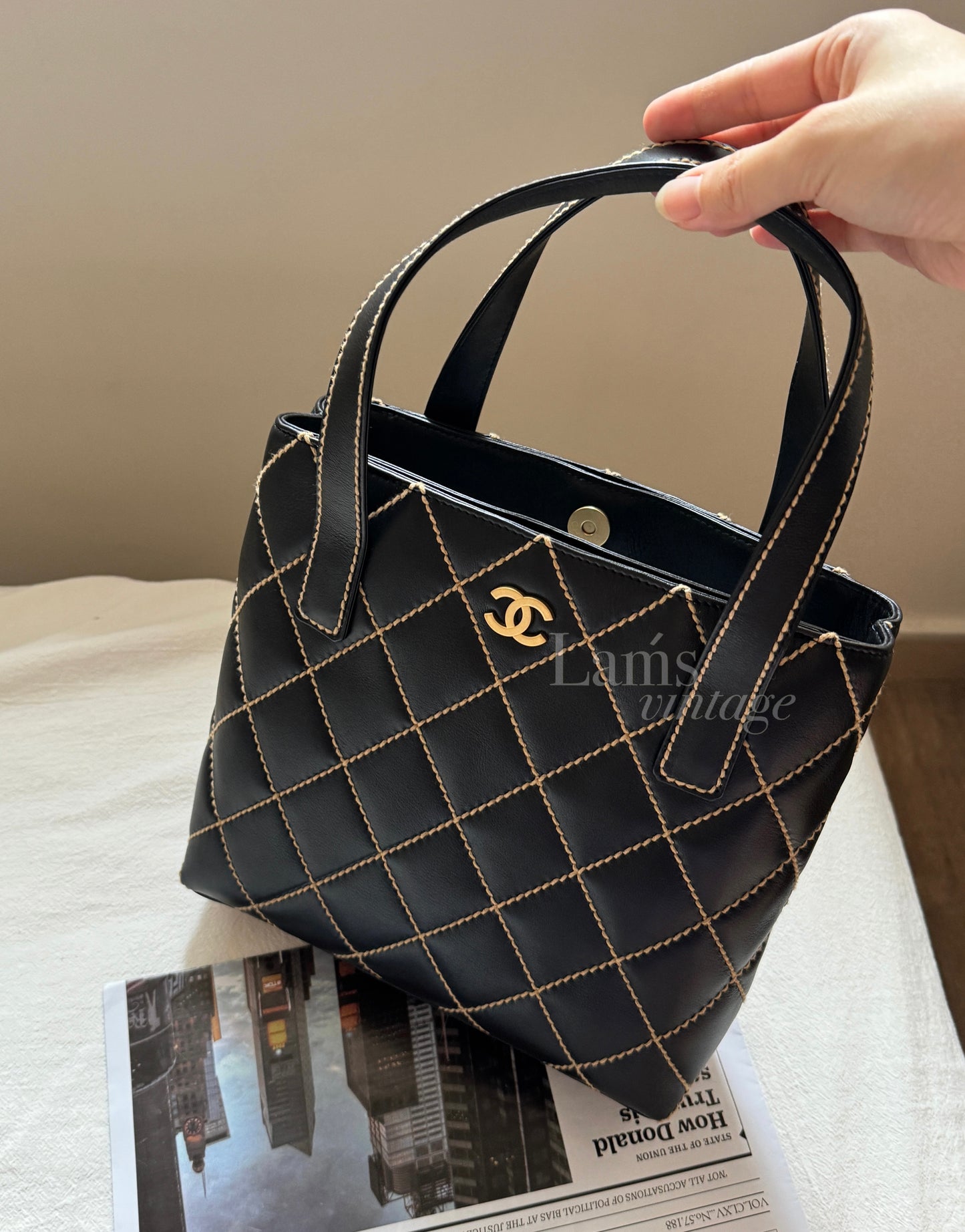 Vintage Chanel calfskin vivian tote