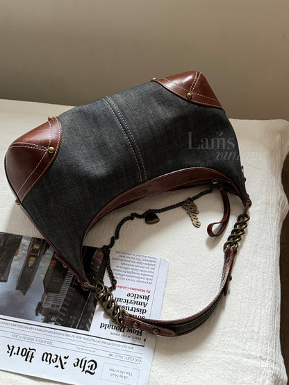 Vintage Burberry denim hobo bag