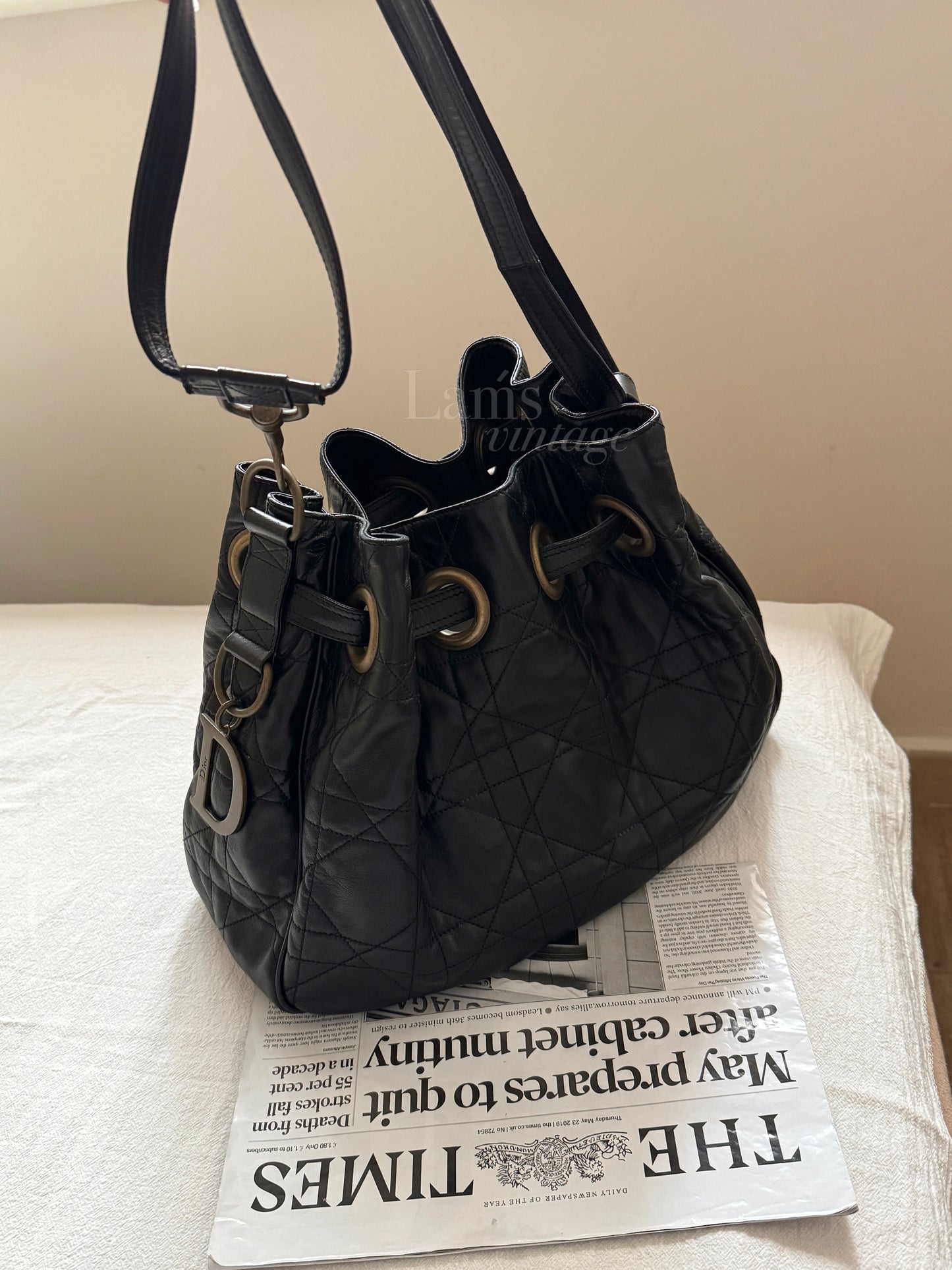 Vintage Dior cannage羊皮菱格大hobo