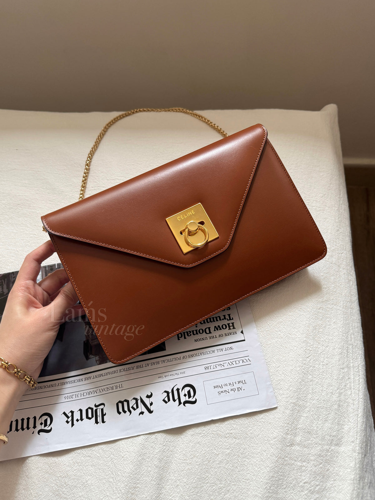 Vintage Celine leather envelope 2-way