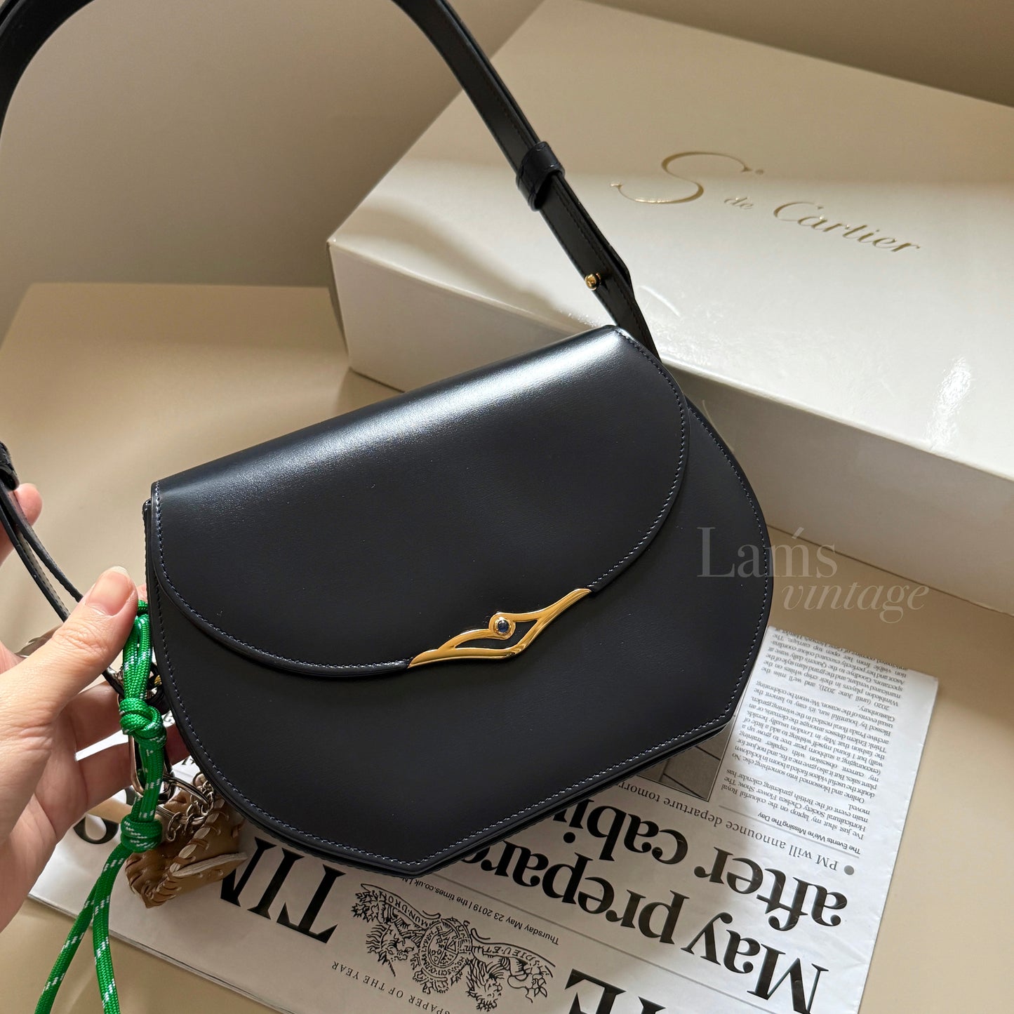 Vintage Cartier leather 2-way bag