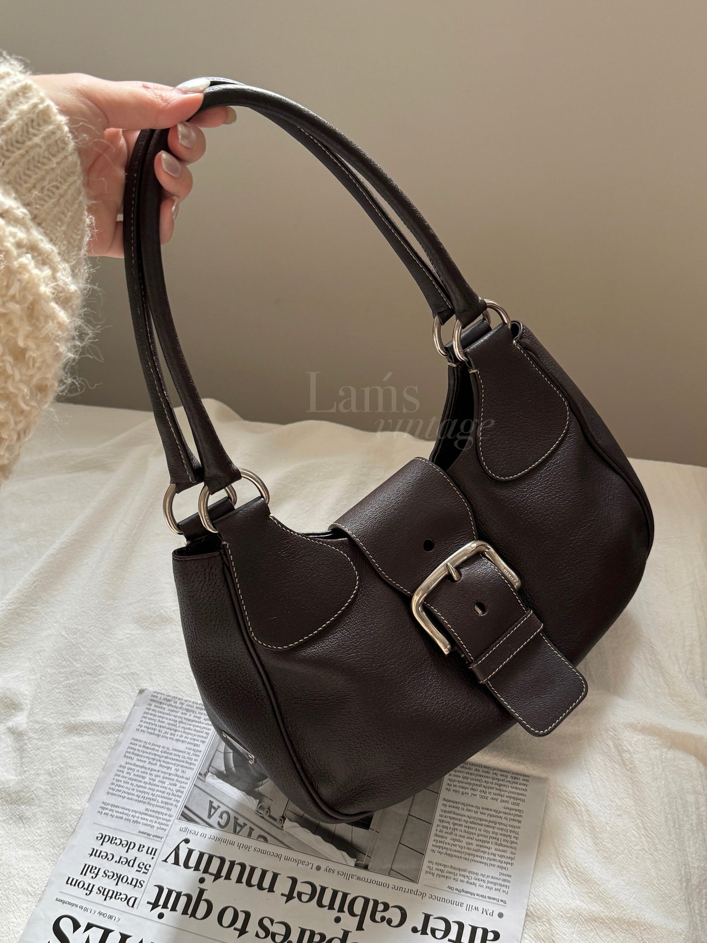 Vintage P r a d a機車hobo bag🏍️