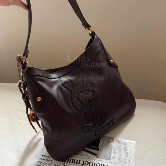Vintage YSL 補丁logo leather hobo bag