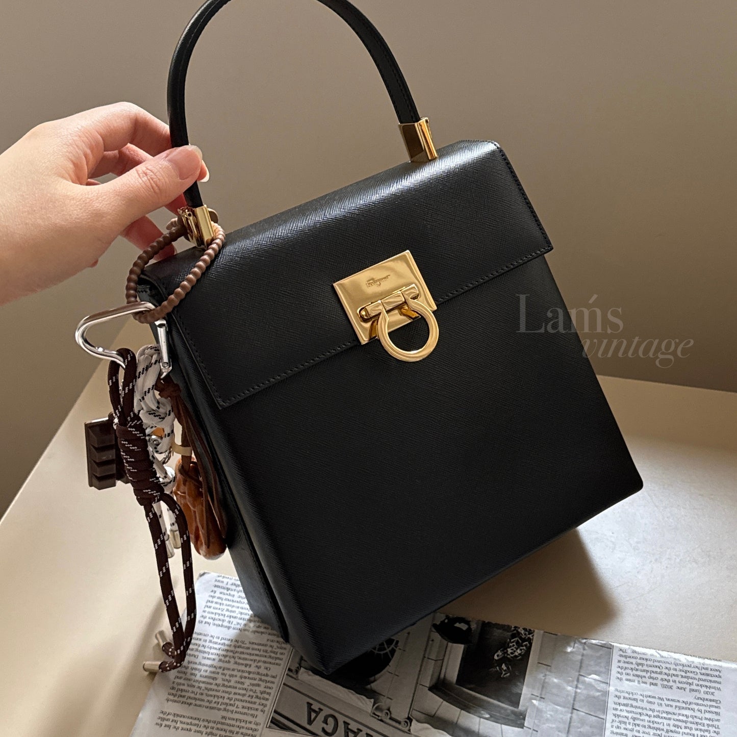 Vintage Salvatore Ferragamo黑金博物館包🪐
