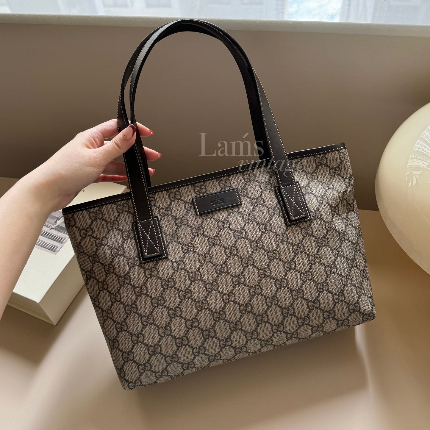 Vintage Gucci dark brown monogram tote