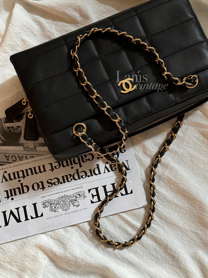 Vintage Chanel 黑色冰格shoulder bag