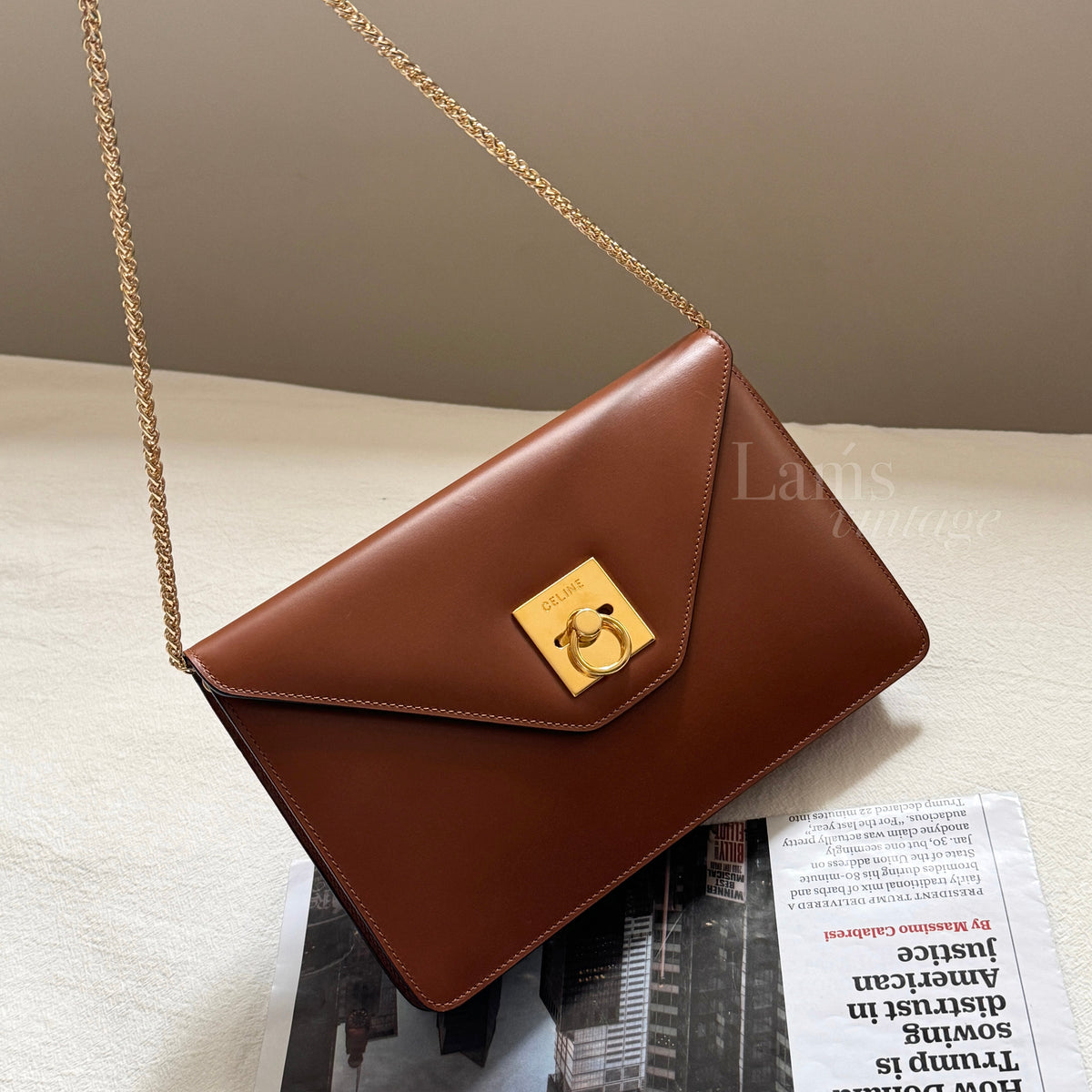 Vintage Celine leather envelope 2-way