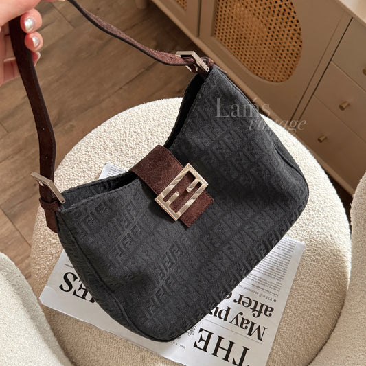 Rare! Vintage Fendi suede牛角hobo🥐