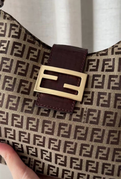 Vintage Fendi 金扣brown zucchino hobo💫